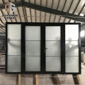 Черная порошковая окраска Цветное матовое закаленное стекло Вставка Thermal Break Алюминиевая петля Французская дверь Алюминиевый профиль